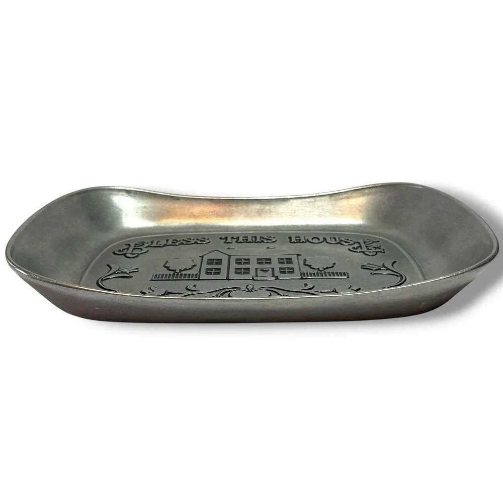 Wilton Armetale Pewter Bless This House Platter‎ Cottagecore Country Farm House